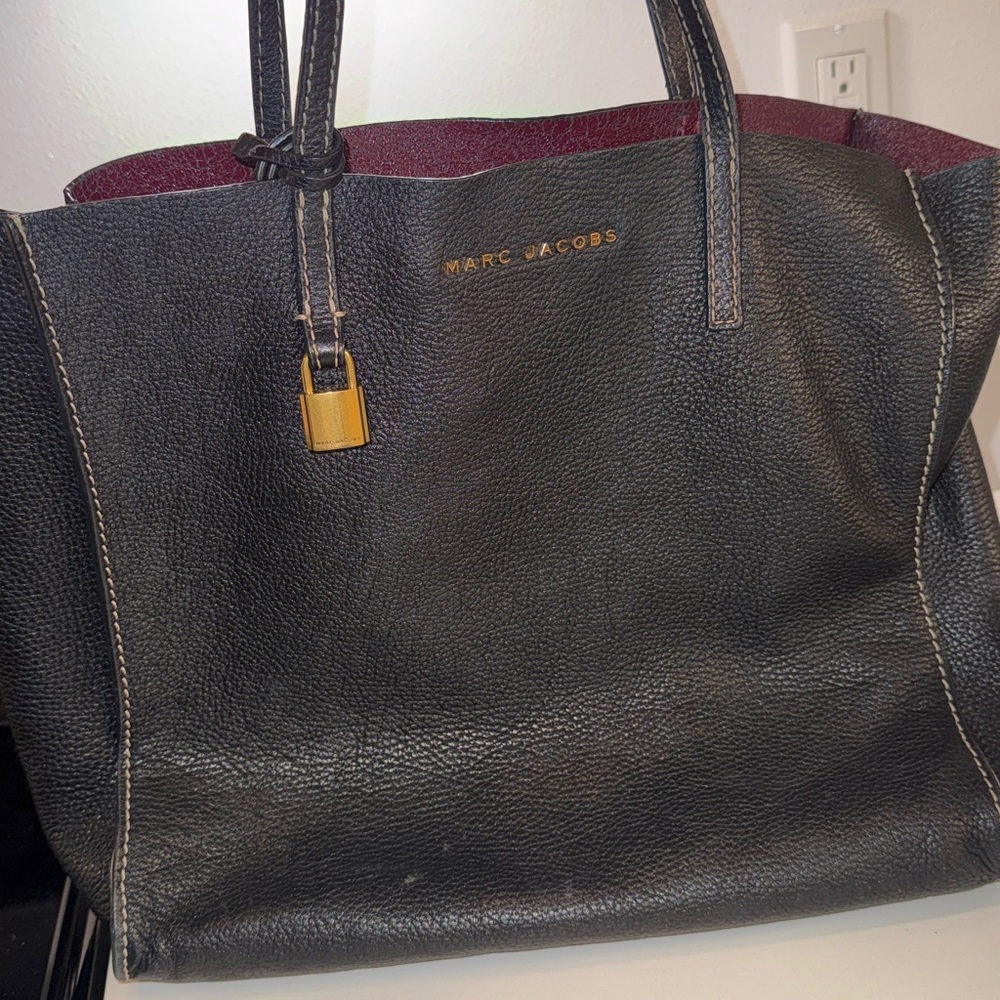 Marc Jacobs Black Tote with Gold Accents and lock charm